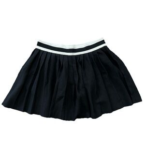 Aerie Ribbed Pleated Mini Skirt Black M | Knit Skater Elastic Waist